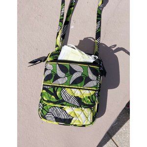 vera bradley crossbody hipster purse Green black retired pattern.